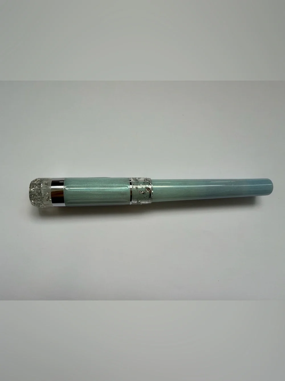 New Benu Exclusive Fountain Pen Tribute Selene Broad Nib Shimmer Blue Writing
